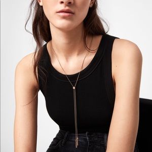 BNWT Allsaints gold tone lariat necklace